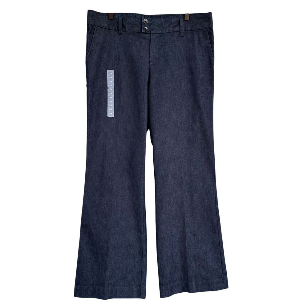 Gap Womens Dark Wash Wide Flare Leg Denim Trousers Size 14R Indigo Stretch Pants